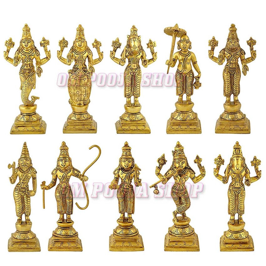 Dasavatharam of Lord Vishnu Statues in Brass